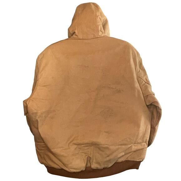 Carhartt J140 Duck Active Jacket XL Reg Distressed Workwear Flannel Lined Hoodie - Picture 4 of 12